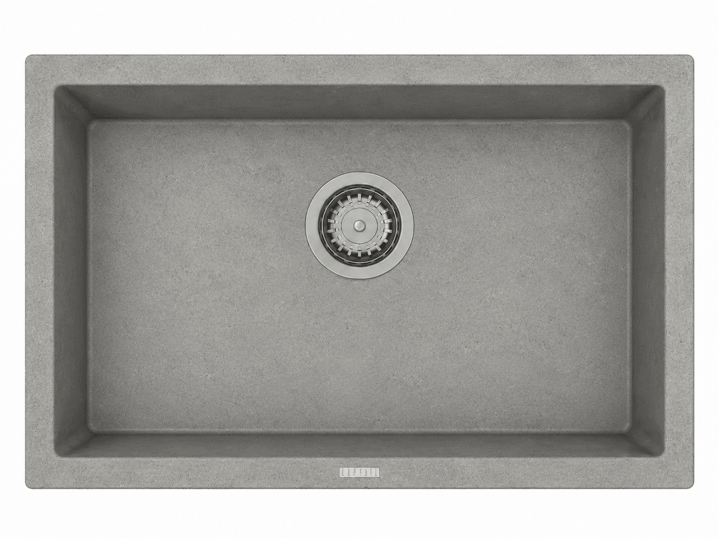 Big Bowl Series Quartz Kitchen Sink 24" × 18" x 8" ( 610 x 457 x 200mm) | Concrete Finish | Top Mount, Flush Mount & Under Mount Installation | Included Accessories: Plumbing Kit | Slab Cutting Size: 544 x 394mm — image 1