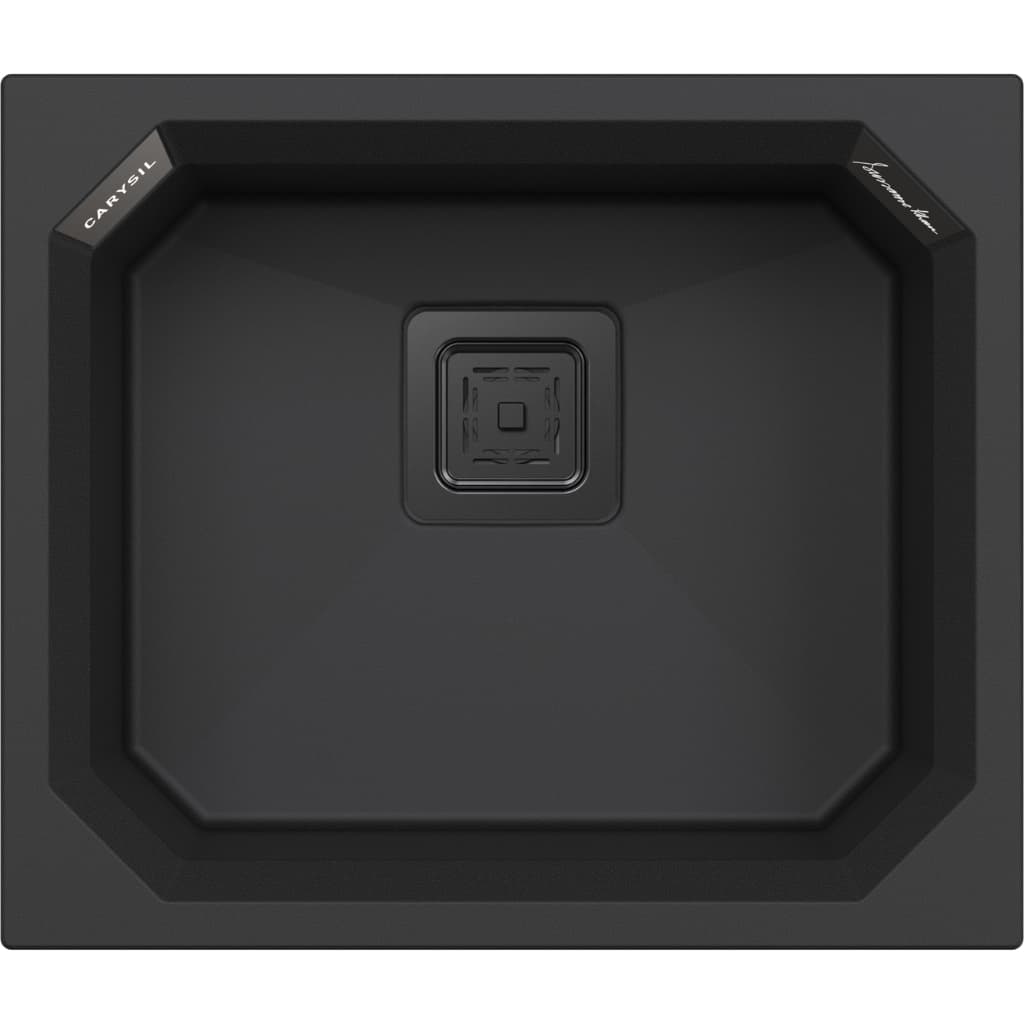 Crystal Series Quartz Kitchen Sink 24" × 18" x 8" ( 610 x 457 x 200mm) | Charcoal Finish | Top Mount, Under Mount & Flush Mount Installation | Included Accessories: Plumbing Kit | Slab Cutting Size: 562 x 409mm — image 1