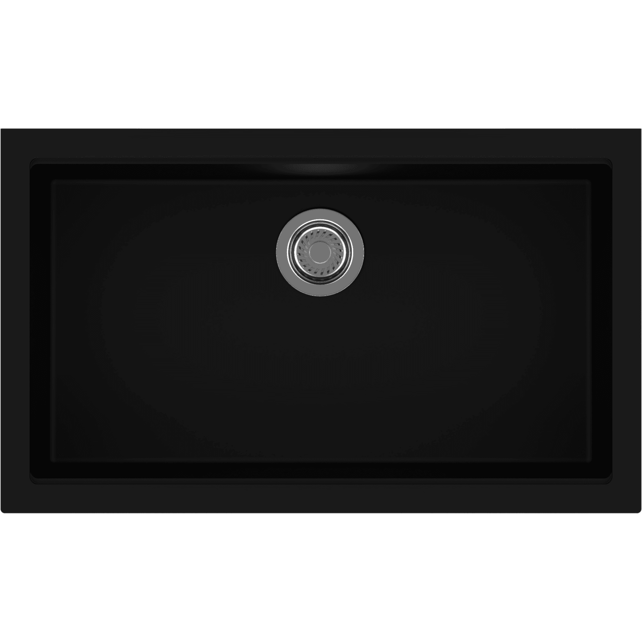 New Lounge Quartz Kitchen Sink 33" × 19" x 9" ( 823 x 488 x 225mm) | Deep Black Finish | Under Mount Installation | Included Accessories: Plumbing Kit | Slab Cutting Size: 772 x 437mm — image 1