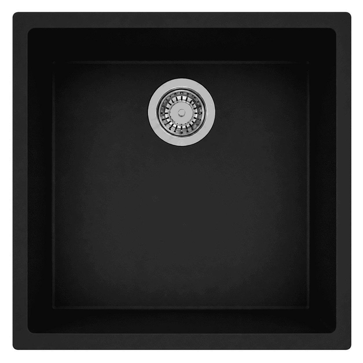 Smart Series Quartz Kitchen Sink 21" × 18" x 8" ( 530 x 460 x 200mm) | Nera Finish | Top Mount, Under Mount & Flush Mount Installation | Included Accessories: Plumbing Kit | Slab Cutting Size: 500 x 400mm — image 1
