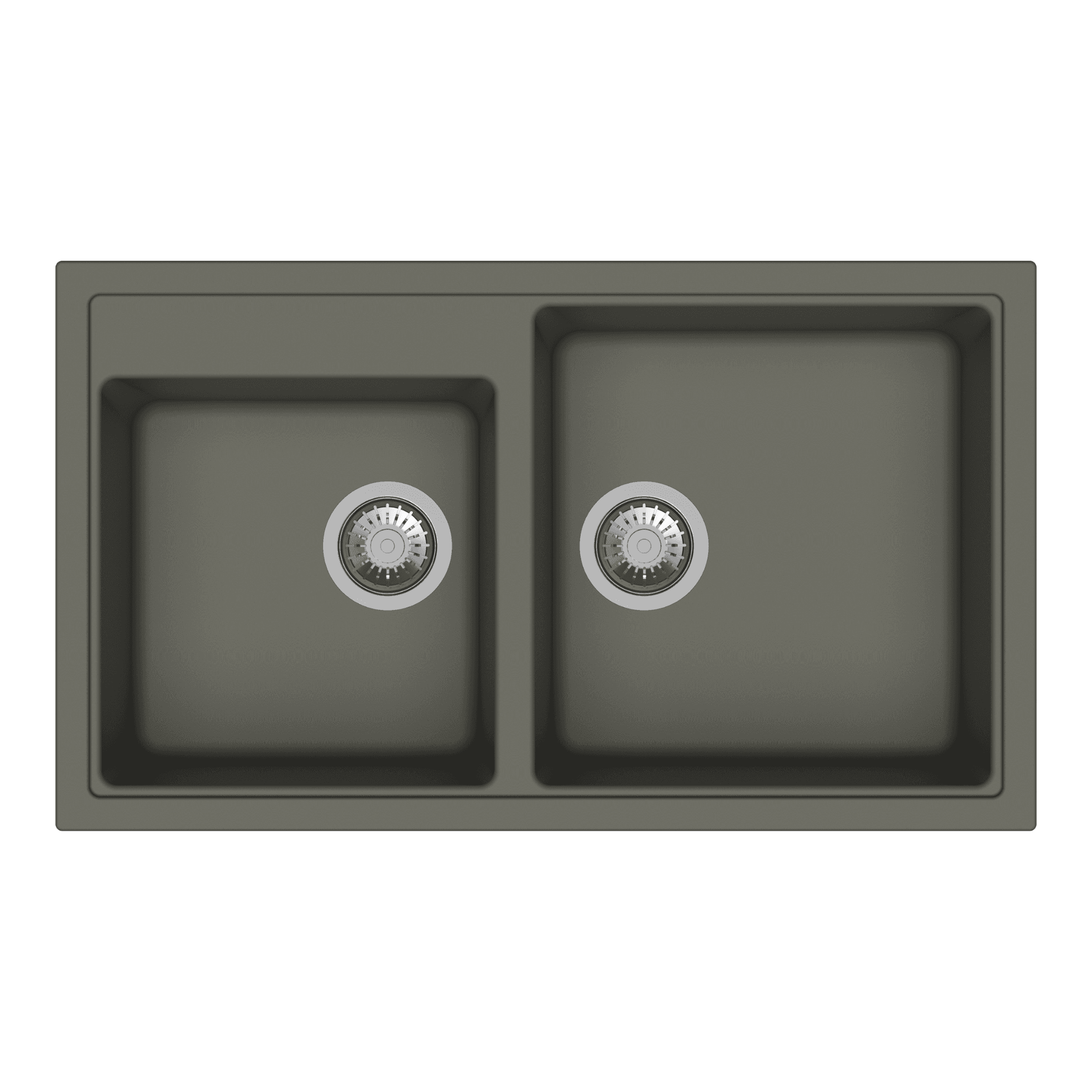 Vivaldi Series Double Bowl Quartz Kitchen Sink 34" x 20" x 8" (860 x 500 x 200mm) | Concrete Finish | Top Mount, Flash Mount & Under Mount Installation | Included Accessories: Plumbing Kit | Slab Cutting Size: 345 x 357mm, 400 x 420mm — image 1