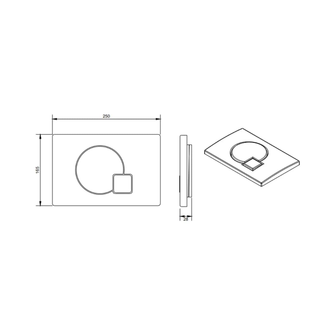 Flush Plate Q Type | Chrome Shine Finish | Suitable With Cera Concealed tanks only ( B1110111, B1110113) — image 2