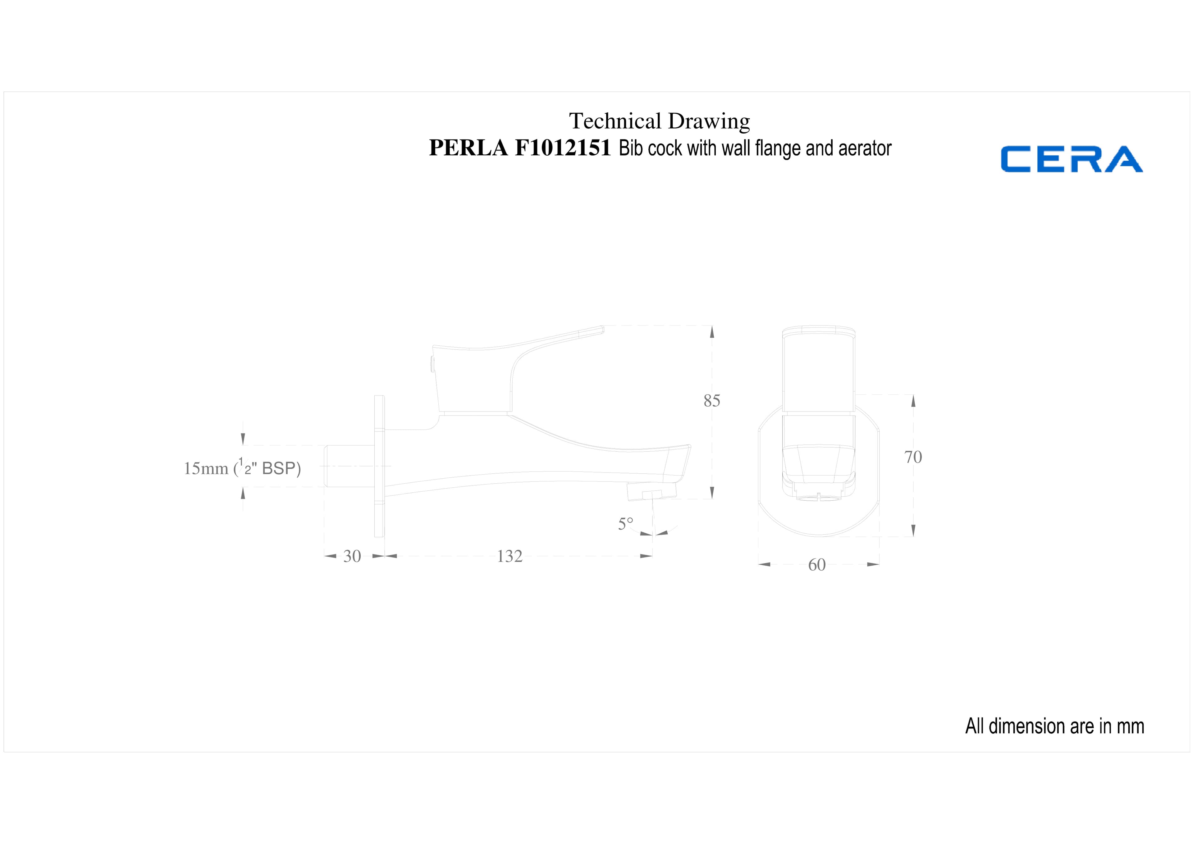 Perla Bib Cock (Only Cold Water) With Flange | Chrome Finish — image 5