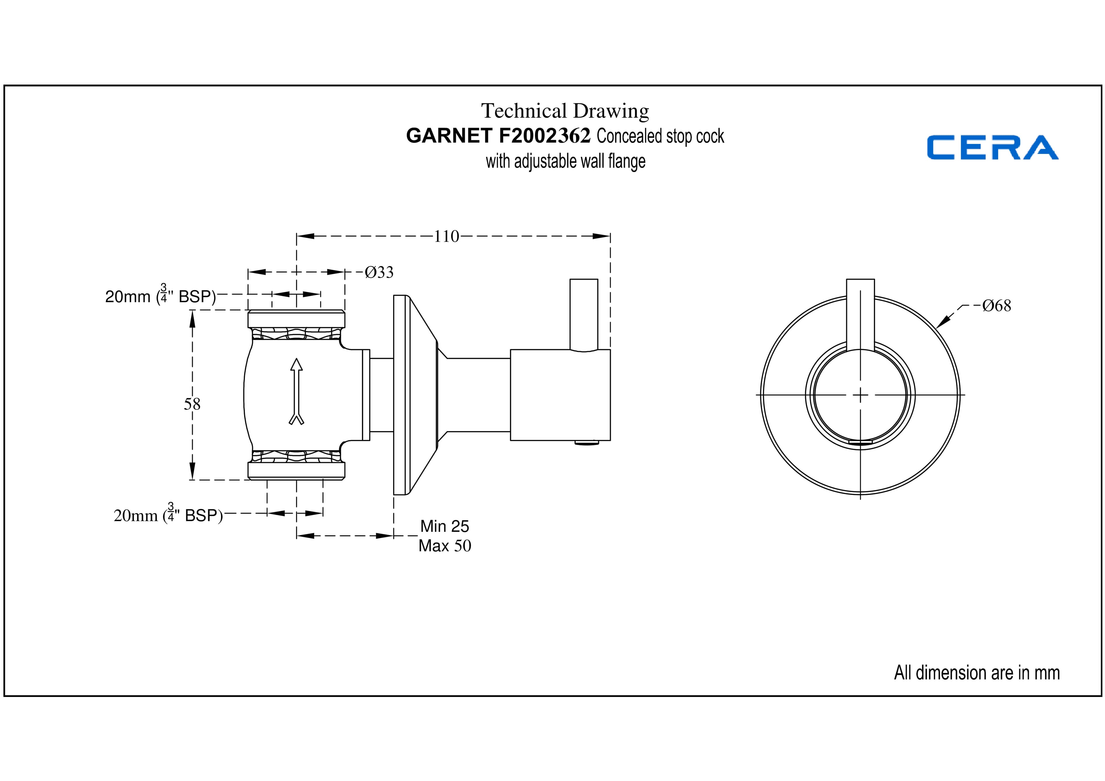 Garnet Concealed Stop Cock 20 mm | With both Concealed & Exposed Part | Chrome Finish — image 2