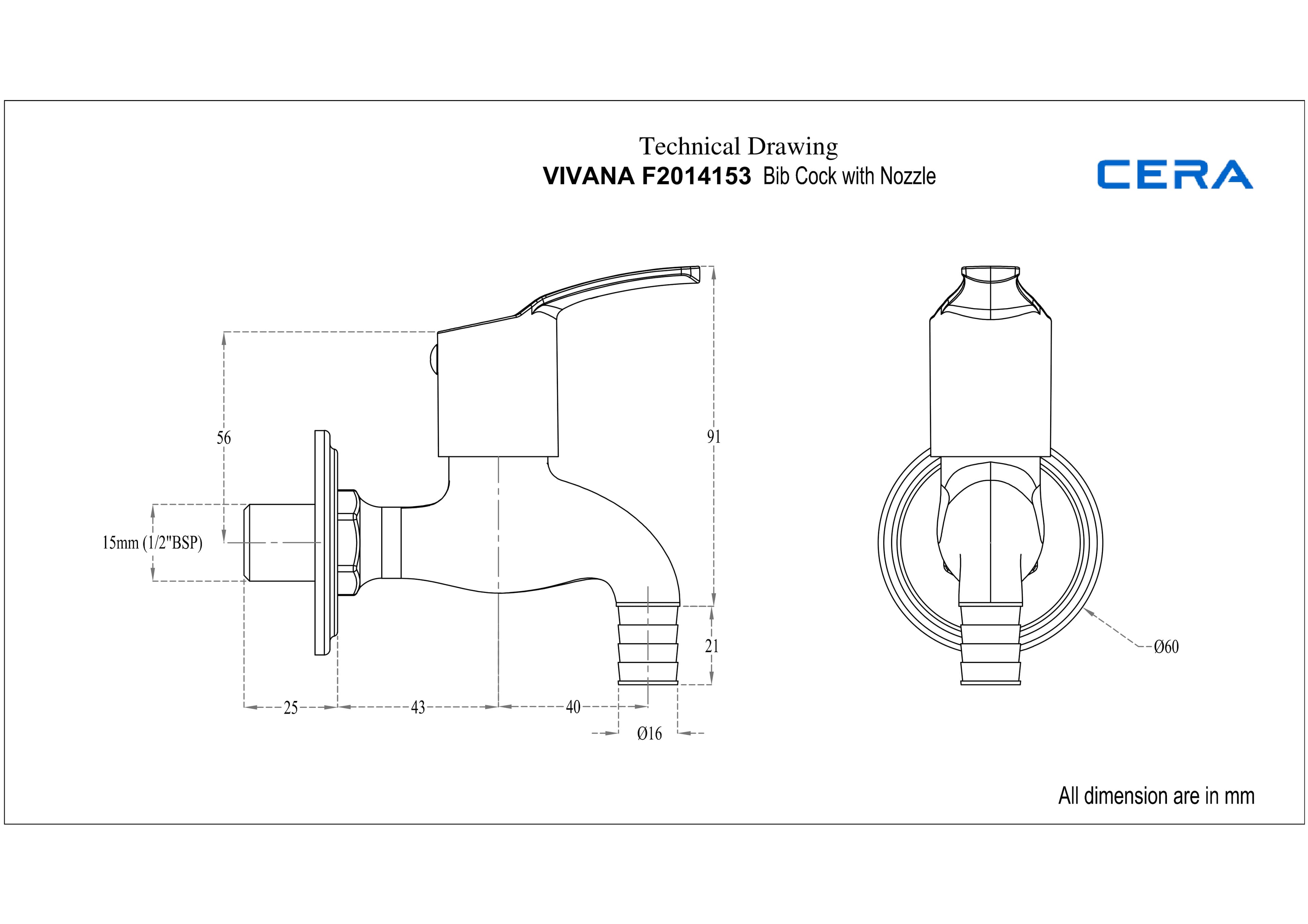 Vivana Nozzle Tap With Wall Flange | Chrome Finish — image 2