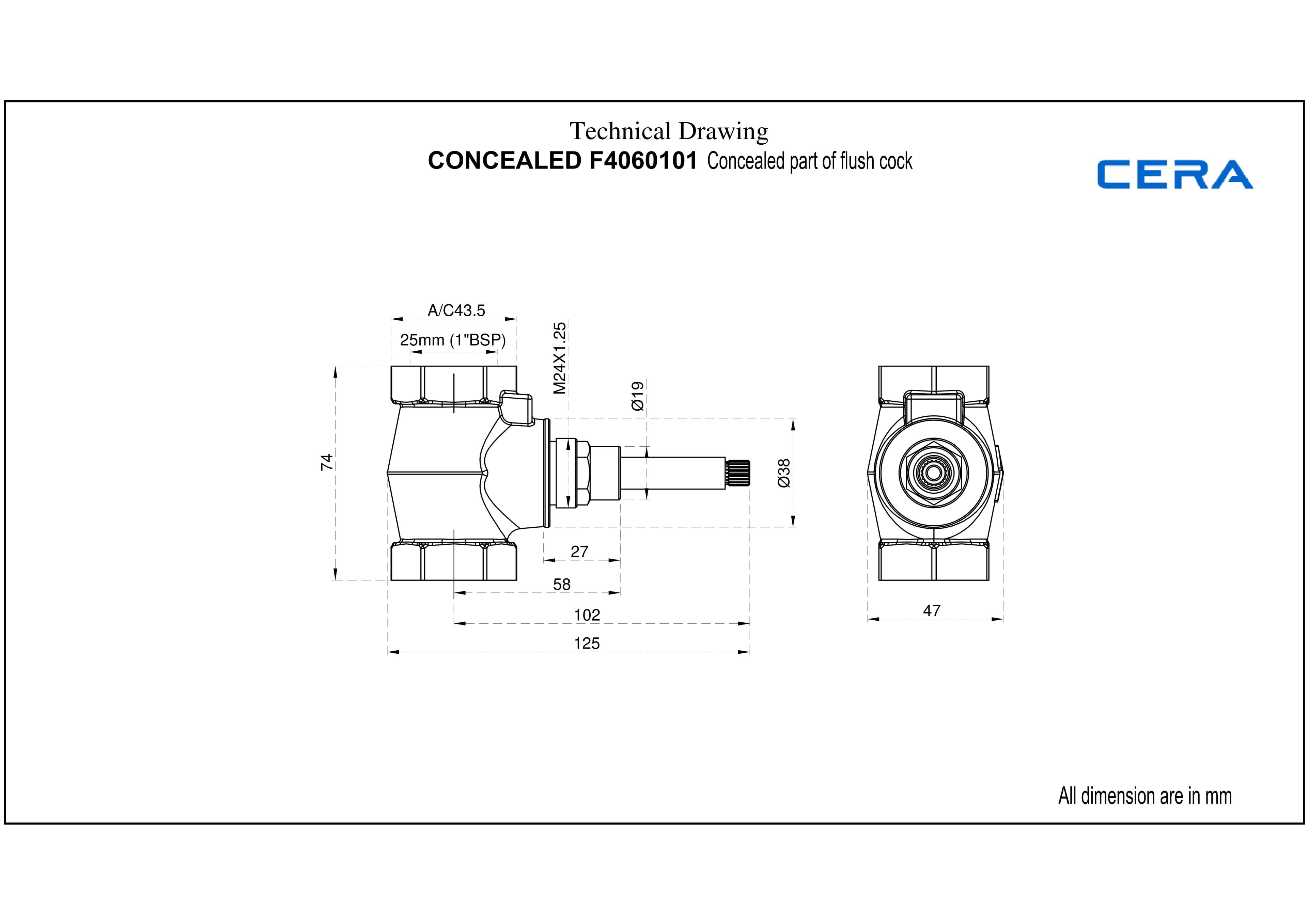 Garnet Flush Cock | Chrome Finish | Concealed Part (Compatible With Exposed Part F2002751 sold separately) — image 2