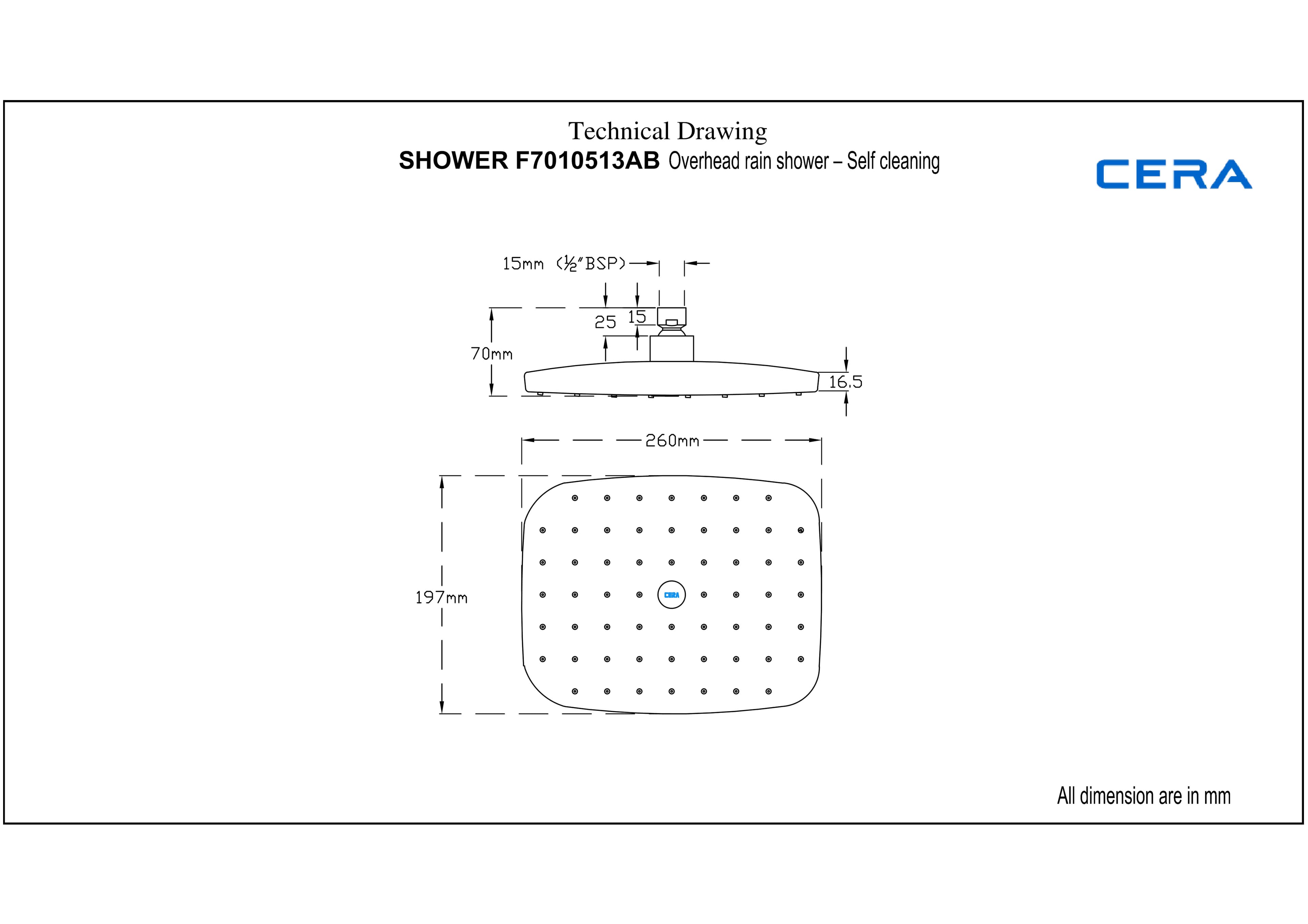 Overhead Self Cleaning Rain Shower 290 x 200 mm (11" x 8") | Delight Mode | Self Cleaning Nozzles — image 3