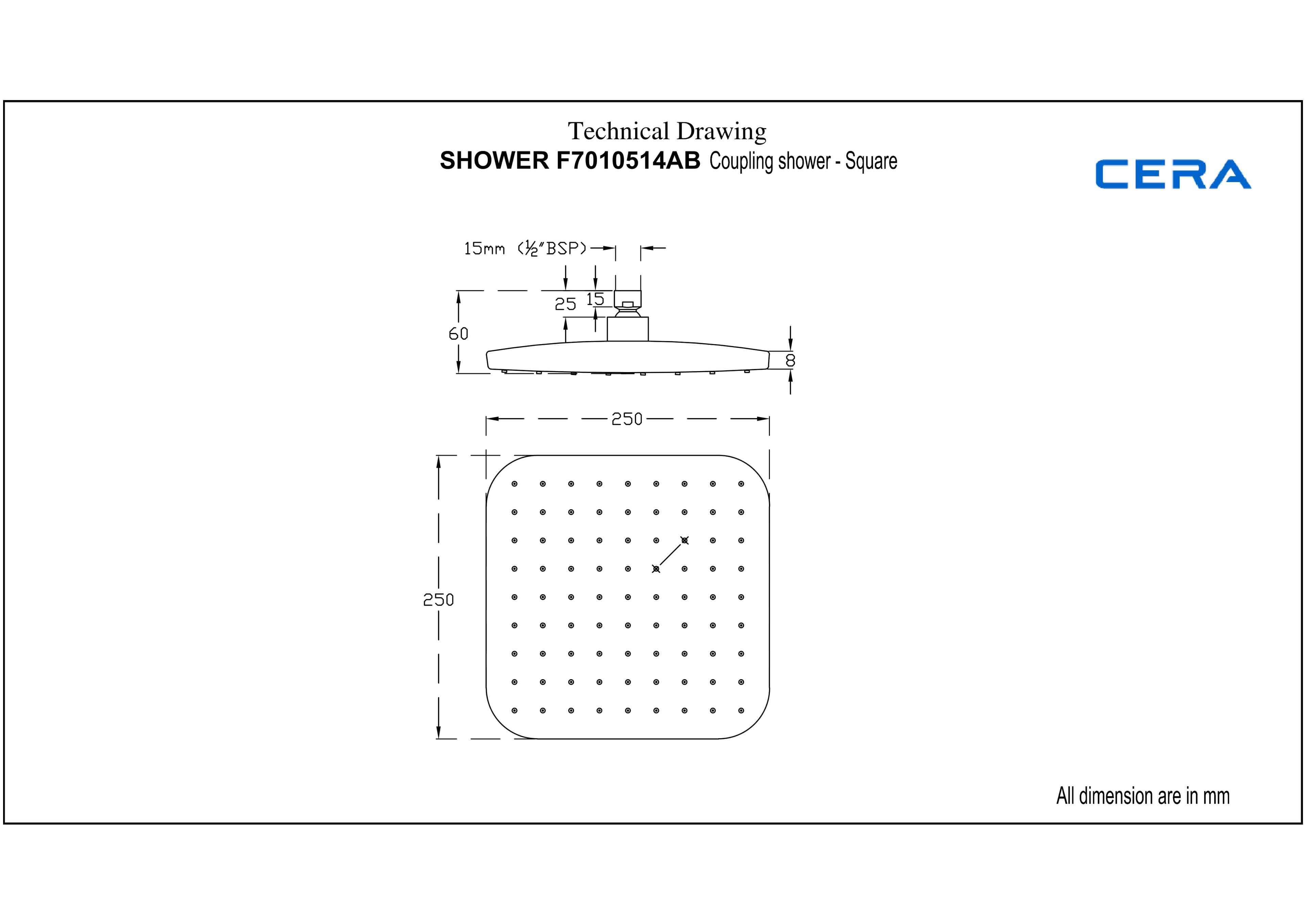 Overhead Rain Shower 250 mm (10") | Delight Mode — image 3
