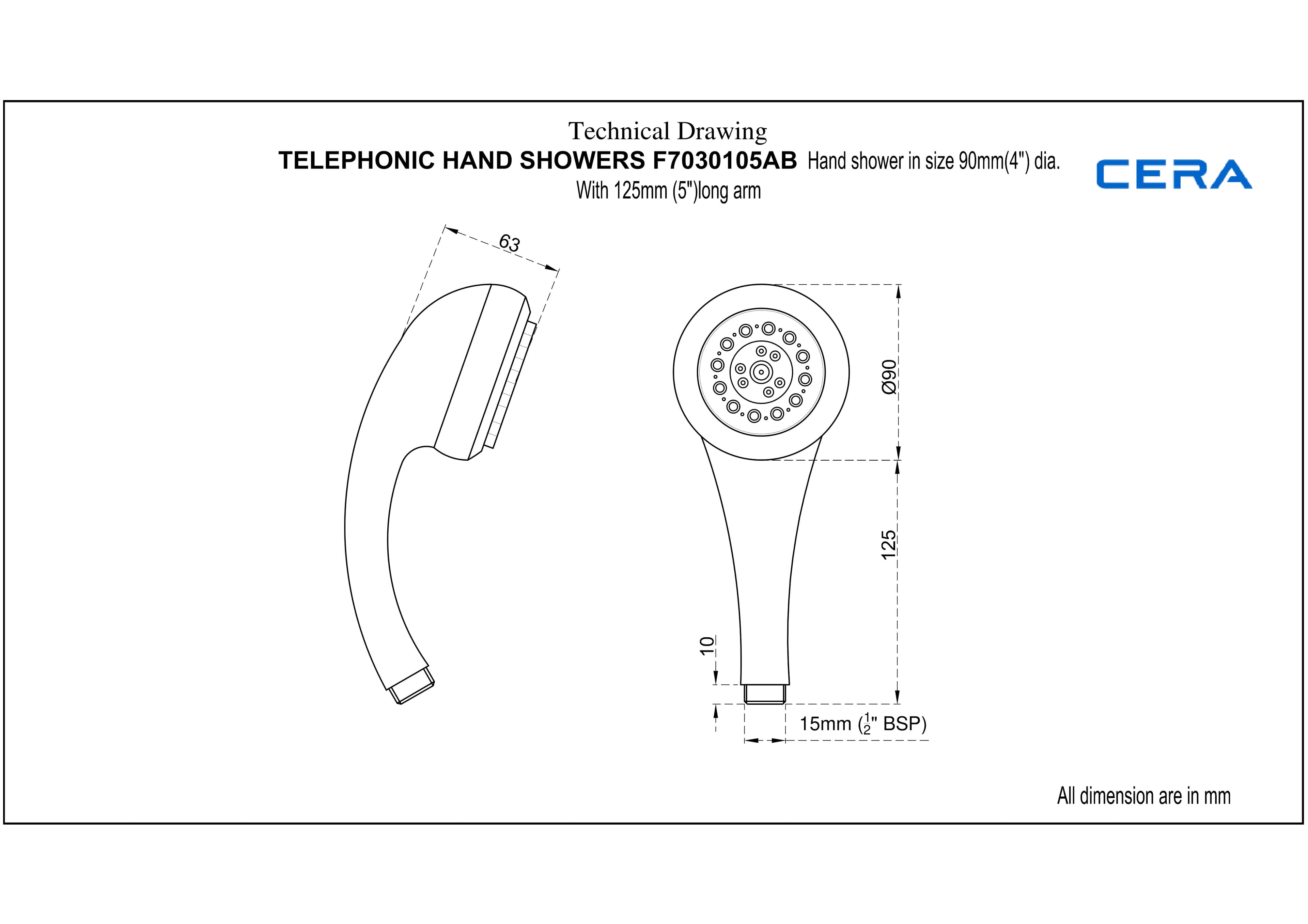 Hand Shower 90 mm Dia (4") | ABS Body | Without Wall Hook & Hose | Chrome Finish — image 2