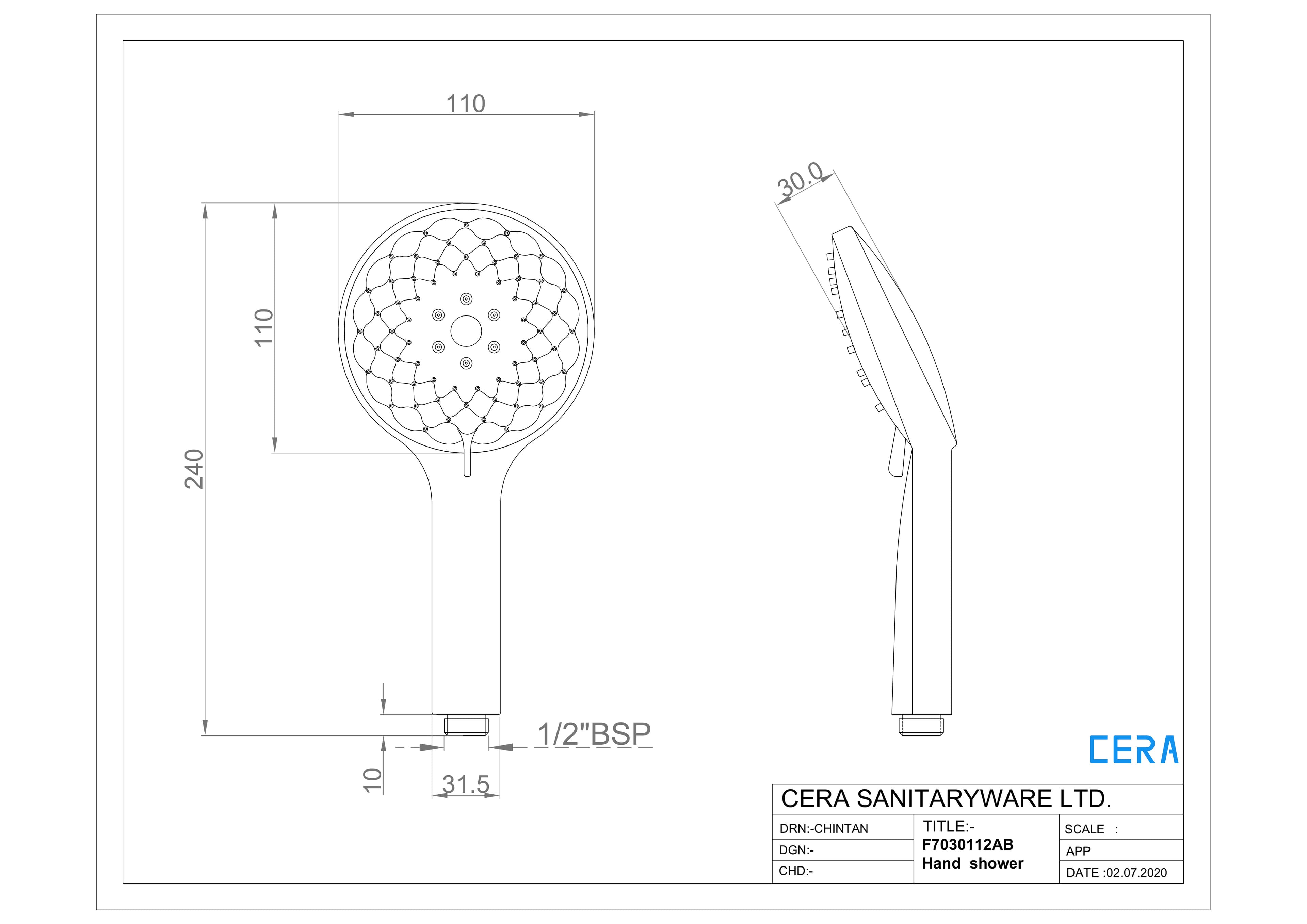 Hand Shower 110 mm Dia (4") 3 Flow | Wall Hook & 1.5 Metre Hose | ABS Body | Delight, Magic Sprinkle & Sprinkle Mode | Chrome Finish — image 3