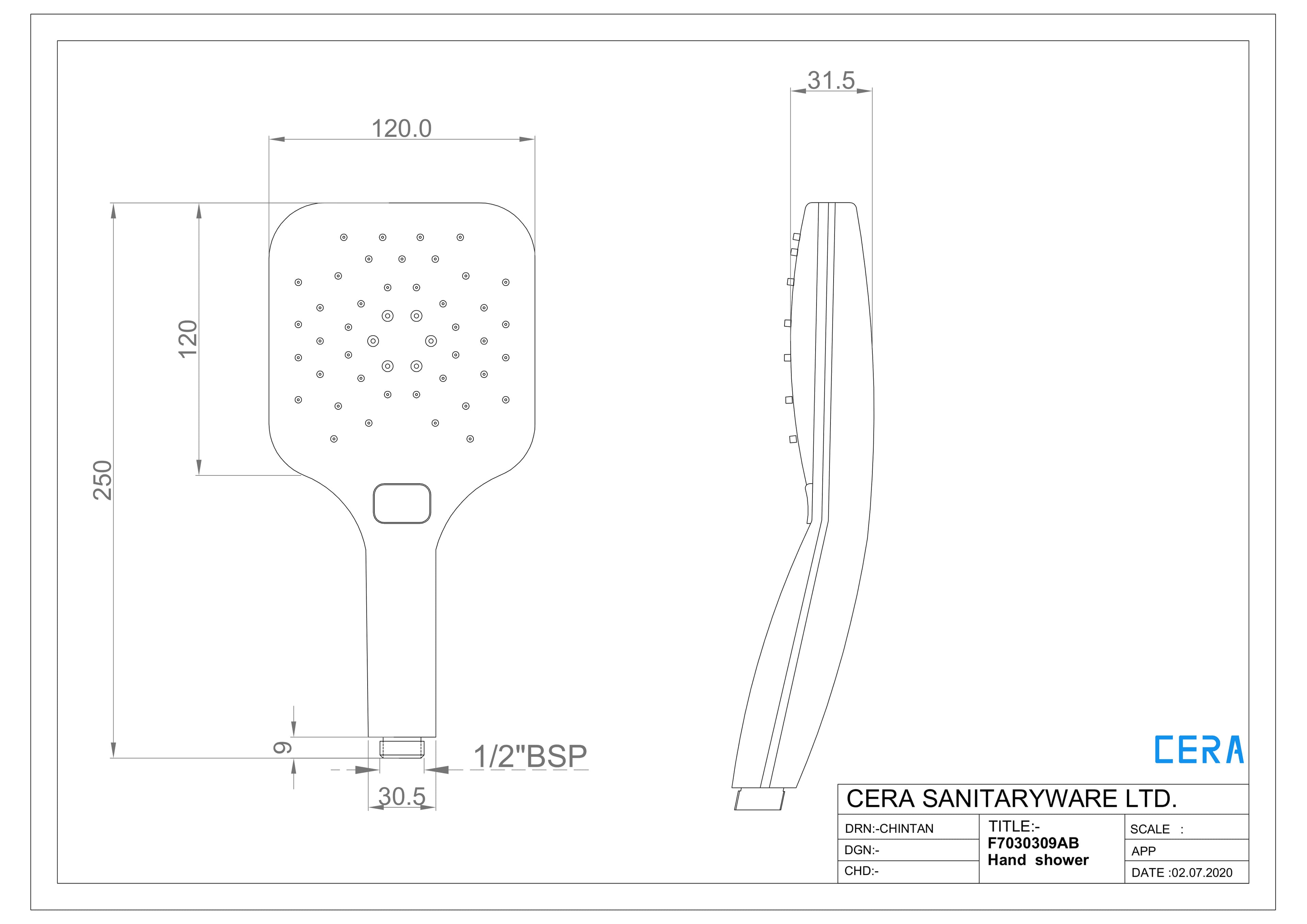 Hand Shower 120 mm Dia (5") 3 Flow | Inculded: Wall Hook and 1.5 Metre Hose | ABS Body | Delight, Flux & Magic Spray Mode | Chrome Finish — image 3