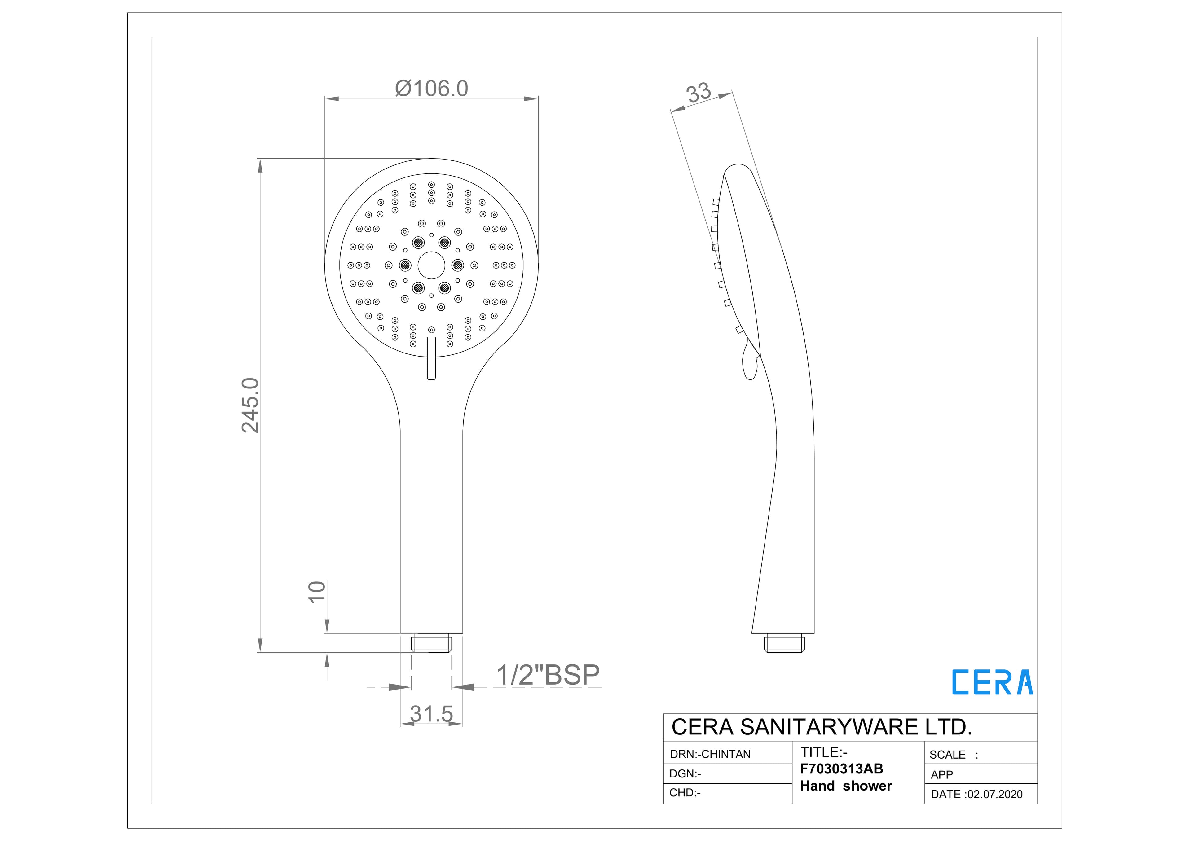 Hand Shower 105 mm Dia (4") With 5 Flow | Wall Hook and 1.5 Metre Hose | ABS Body | Delight, Flux, Spa, Gentle & Magic Spray Mode | Chrome Finish — image 2
