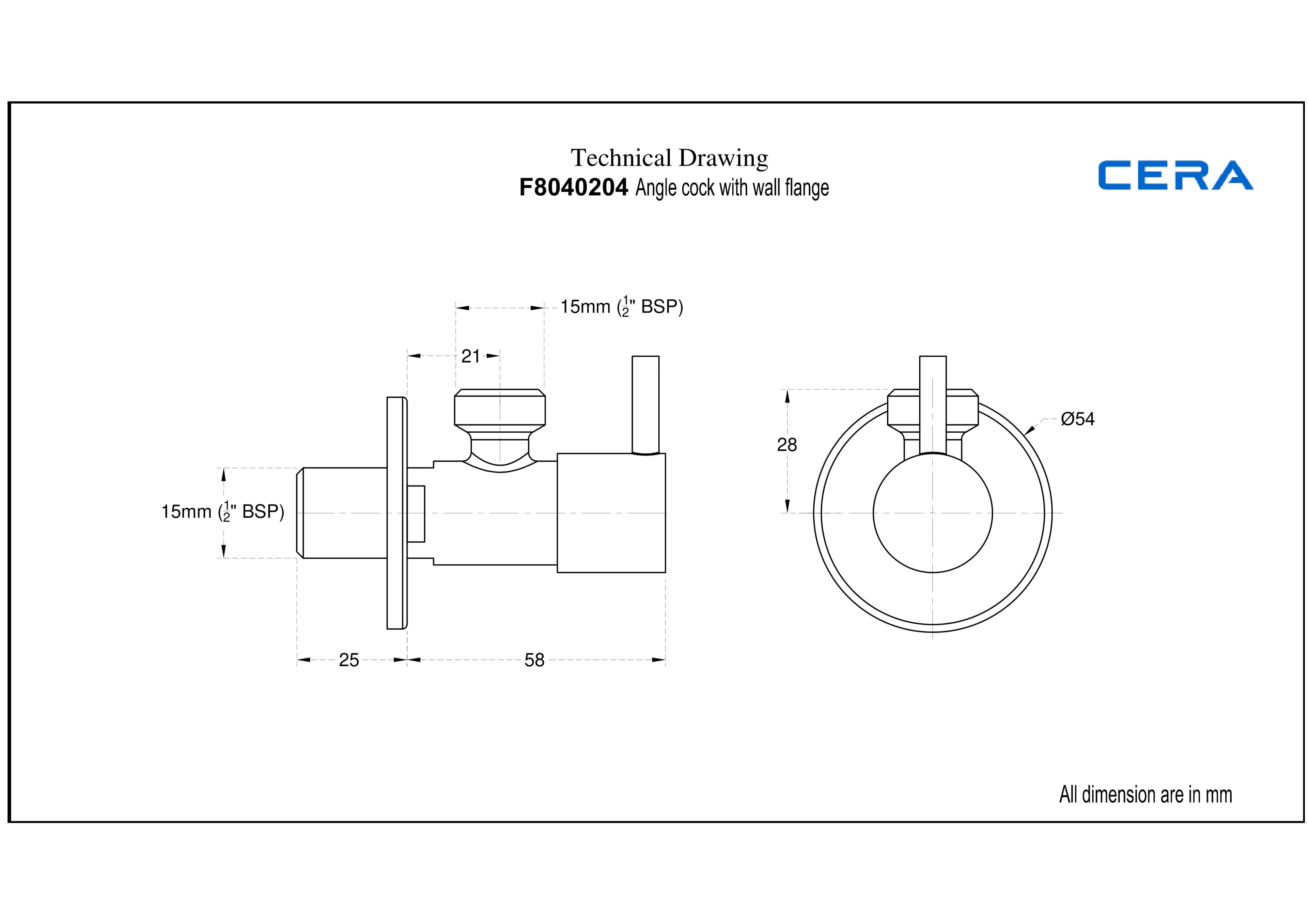 Angle Cock With Wall Flange | Chrome Finish — image 4