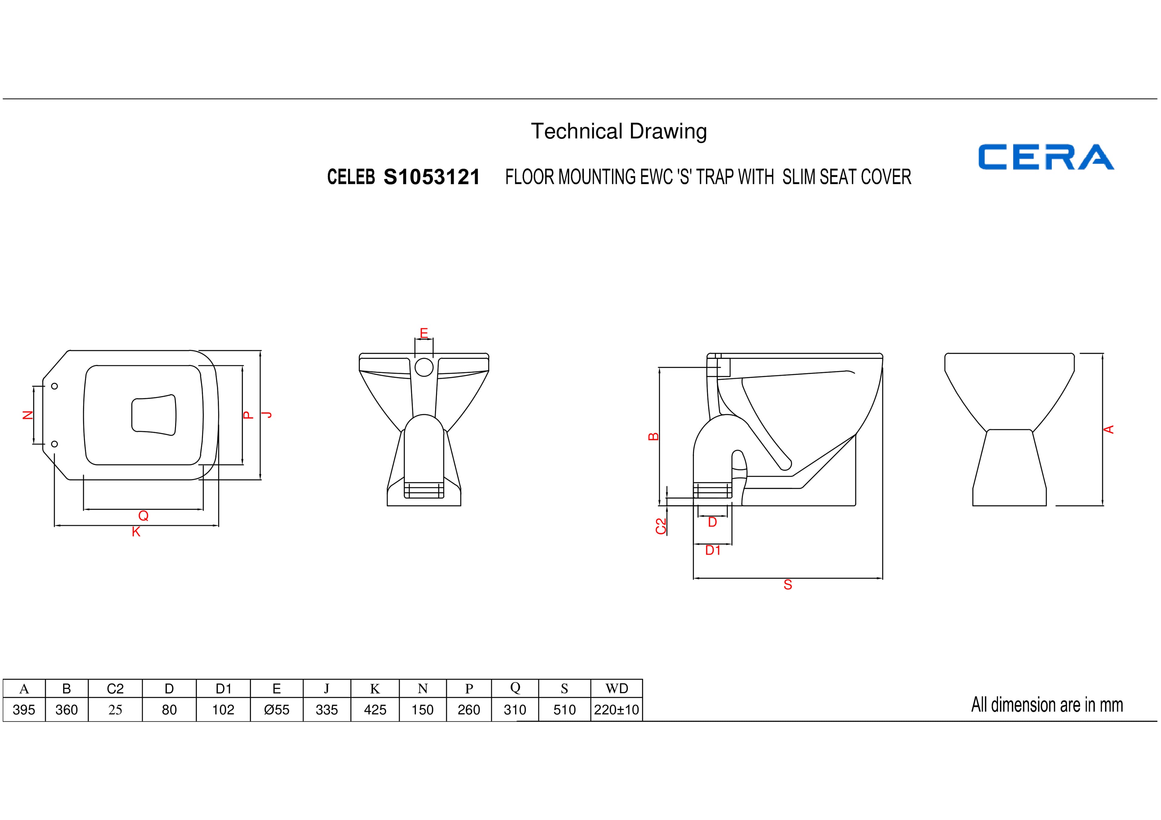 Celeb Toilet | With Slim Seat Cover | S Trap — image 2