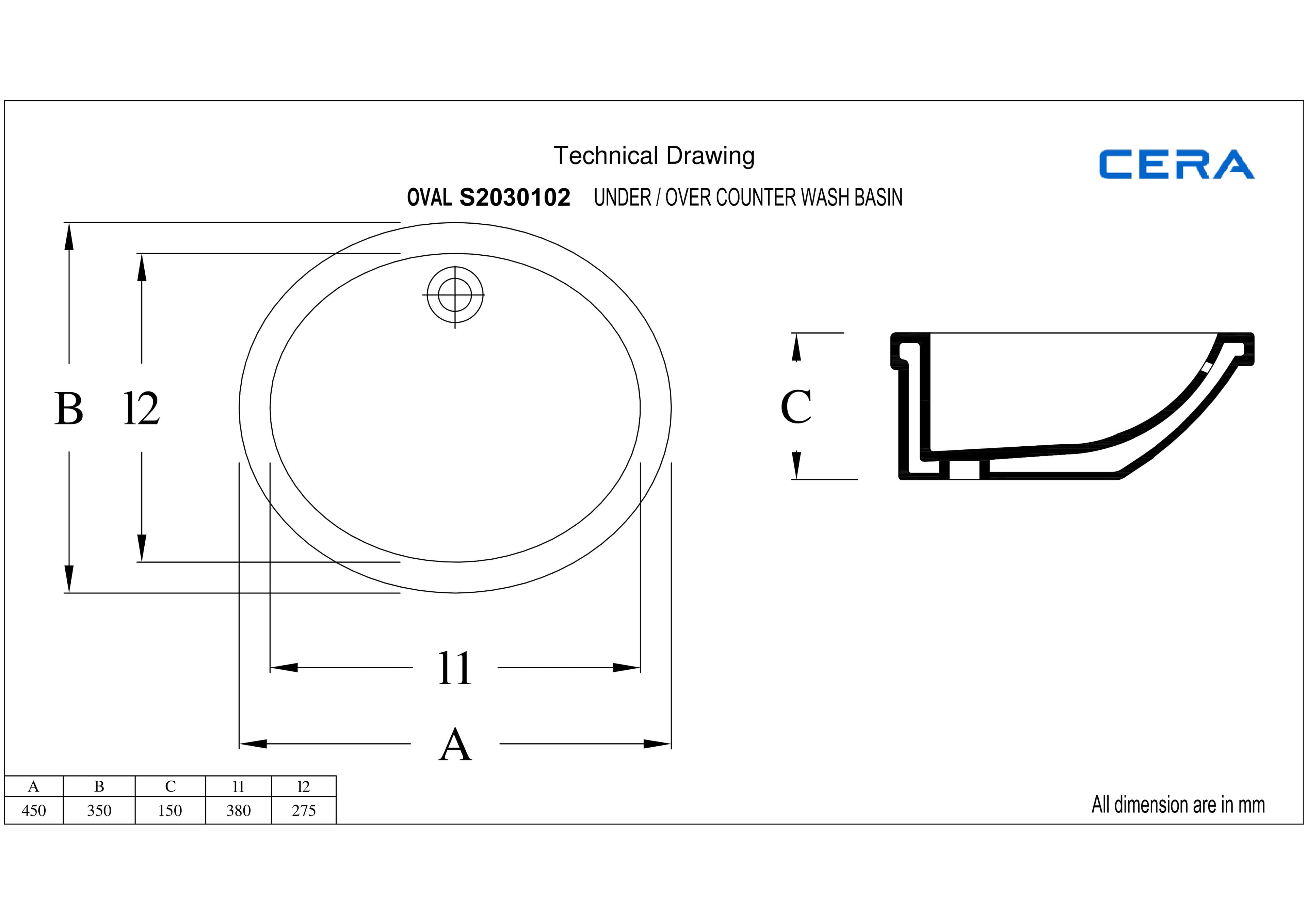 Oval Counter Wash Basin | Without Tap Hole Provision | Finish: Snow White | Size: 460 x 360 x 150 mm — image 4