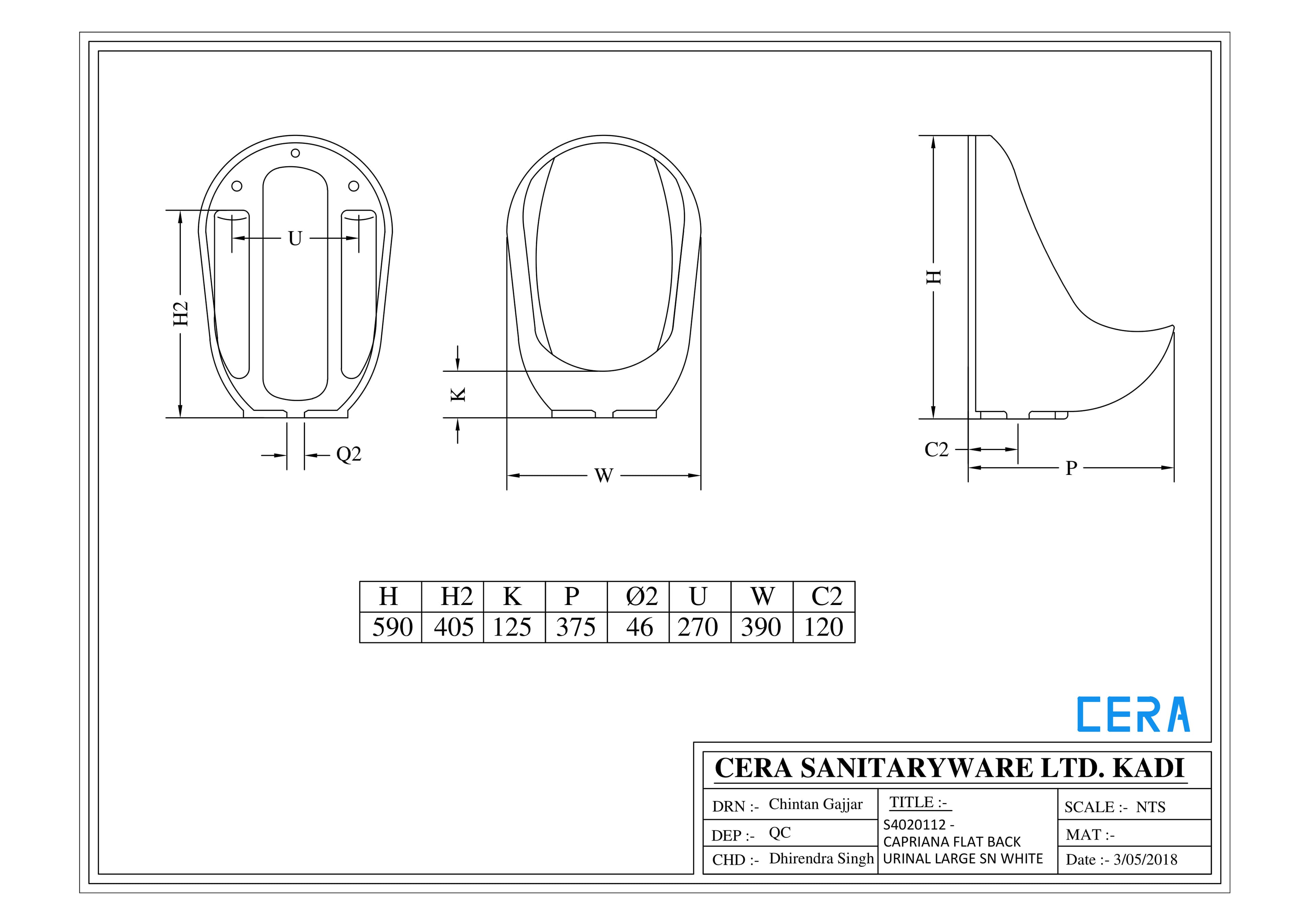 Capriana Urinal | Finish: Snow White | Size: 375 x 390 x 590 mm — image 2