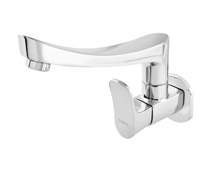 Perla Kitchen Faucet (Cold Water Only) With 200 mm (8") Long Swivel Spout and Wall Flange | Chrome Finish — image 2