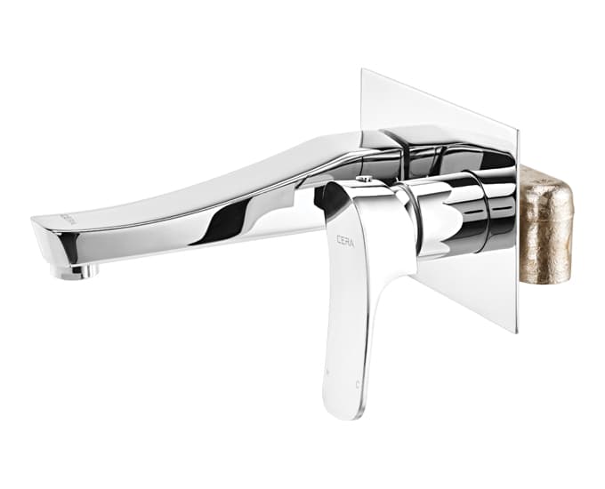 Perla Exposed Part for Wall Mounted Single Lever Basin Mixer (Hot & Cold Water) | Compatible With Concealed Part F4065103 sold separately | Chrome Finish — image 2