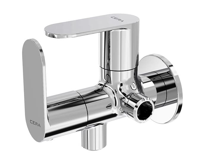 Curve 2 Way Angle Cock With Wall Flange | Chrome Finish — image 2