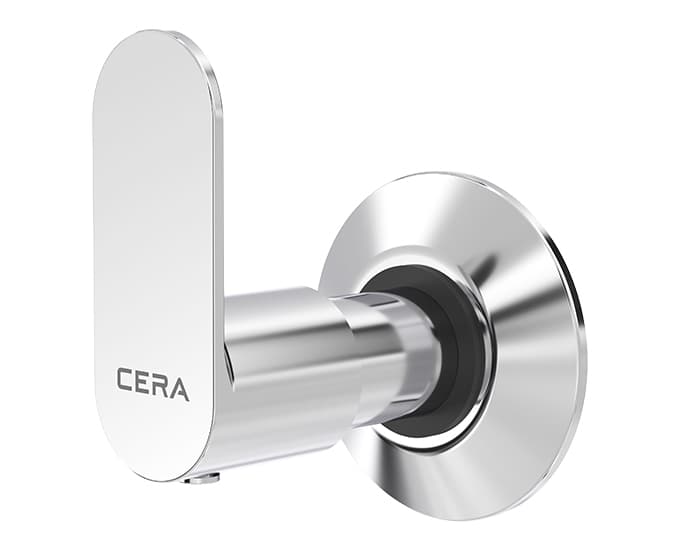 Curve Flush Cock | Chrome Finish | Exposed Part (Lever, Cartridge Sleeve, Flange) (Compatible With Concealed Part F4060102 sold separately) — image 2