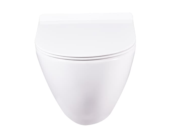 Carnival Rimless Wall Hung Toilet | Finish: Snow White | Size: 510 x 365 x 380 mm | Rag Bolt Distance: 165±20mm | Duroplast Slim Soft Close Seat Cover Included — image 2