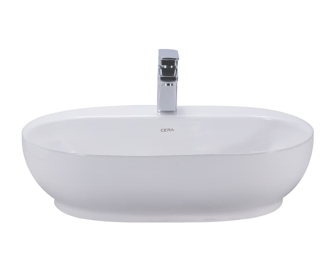 Café Table Top Wash Basin | With Tap Hole Provision | Finish: Snow White | Size: 600 x 400 x 160 mm — image 2