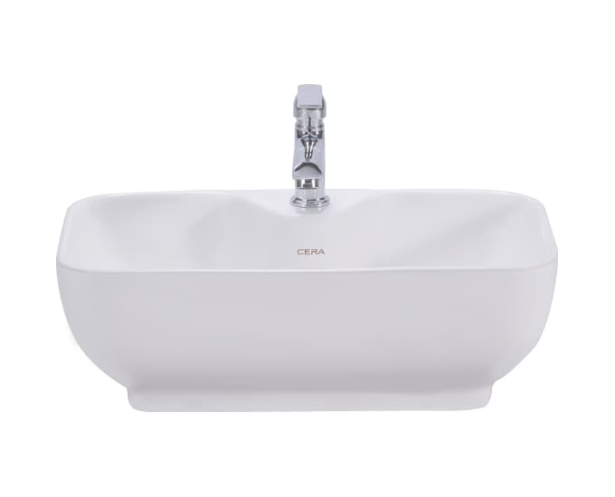 Corba Table Top Wash Basin | With Tap Hole Provision | Finish: Snow White | Size: 480 x 300 x 160 mm — image 2