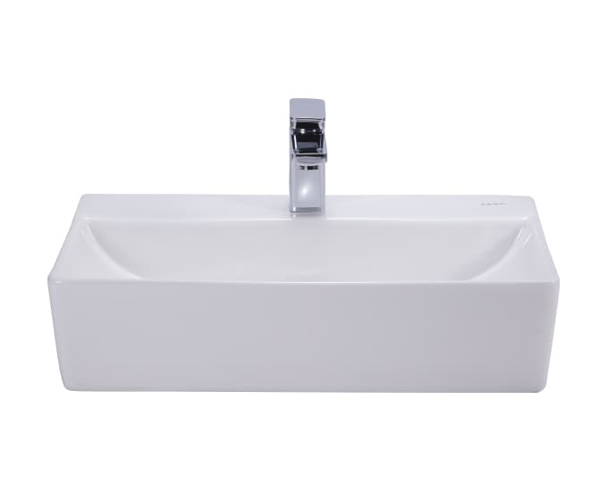 Calburt Table Top Wash Basin | With Tap Hole Provision | Finish: Snow White | Size: 550 x 400 x 140 mm — image 2