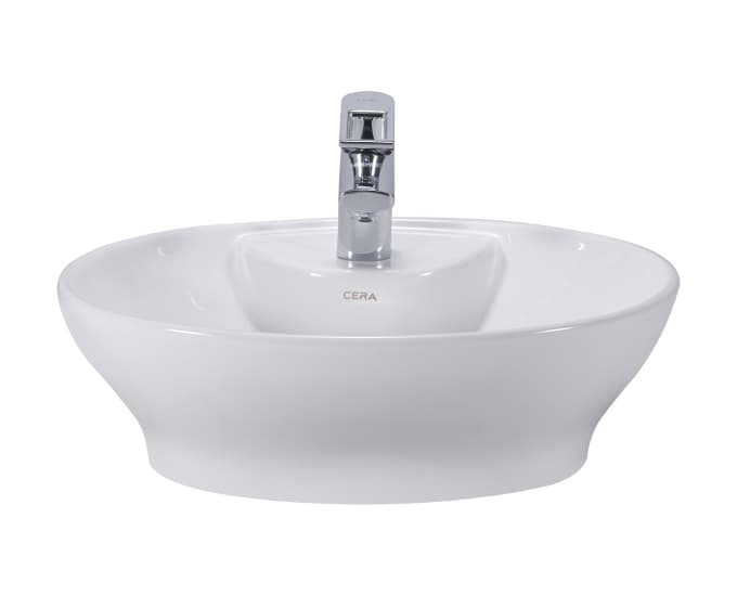 Camara Table Top Wash Basin | With Tap Hole Provision | Finish: Snow White | Size: 480 x 400 x 150 mm — image 2