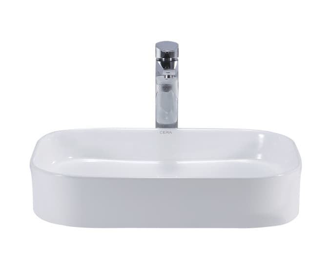 Catmid Table Top Wash Basin | Without Tap Hole Provision | Finish: Snow White | Size: 550 x 380 x 110 mm — image 2