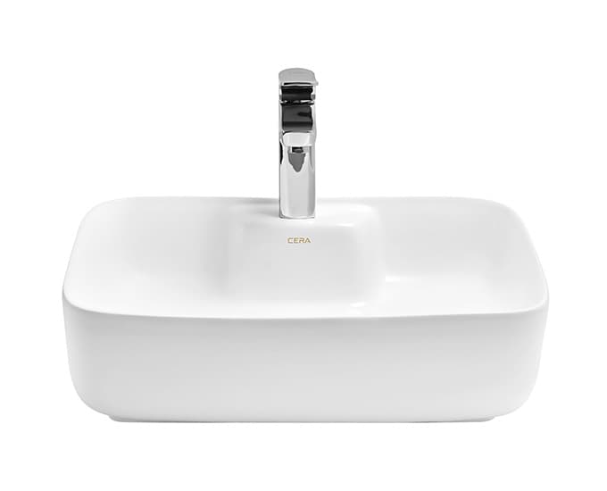 Crespo Table Top Wash Basin | With Tap Hole Provision | Finish: Snow White | Size: 515 x 415 x 145 mm — image 2
