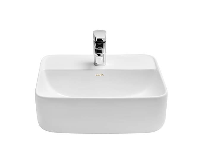 Ciesta Table Top Wash Basin | With Tap Hole Provision | Finish: Snow White | Size: 400 x 400 x 140 mm — image 2