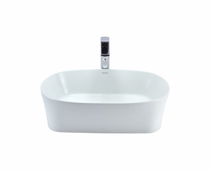 Celine Table Top Wash Basin | Without Tap Hole Provision | Finish: Snow White | Size: 500 x 360 x 130 mm — image 2