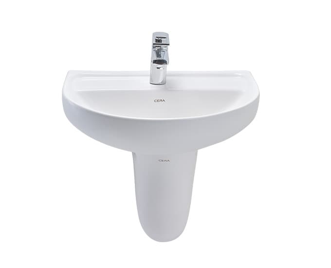 Chime Slim Wall Hung Wash Basin | Finish: Snow White | Size: 515 x 400 x 155 mm | With Tap Hole Provision | For use With Half Pedestal (S2090102) | Full Pedastal (S2090101) — image 2