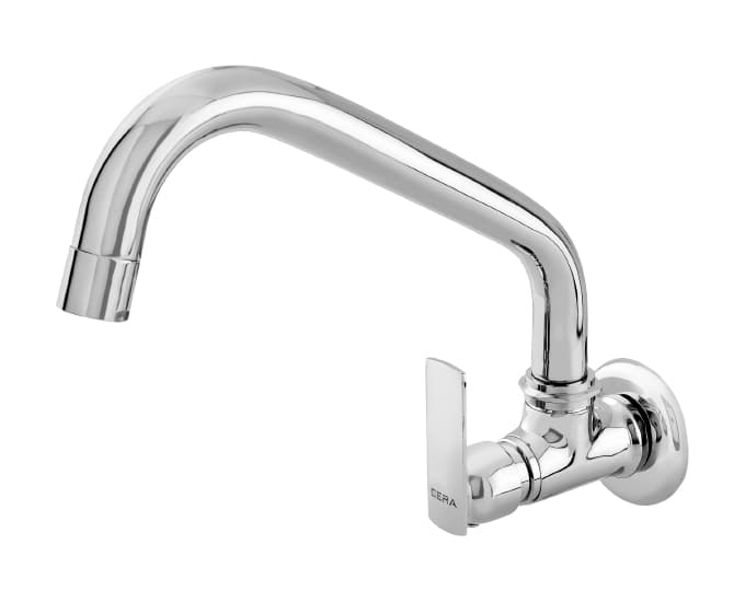 Titanium Kitchen Faucet (Cold Water Only) With 200 mm (8") Long Swivel Spout and Wall Flange | Chrome Finish | For Kitchen Use — image 2