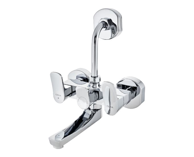 Perla Wall Mixer With 210 mm (8.5") Long Bend Pipe for Overhead Shower | Chrome Finish — image 2