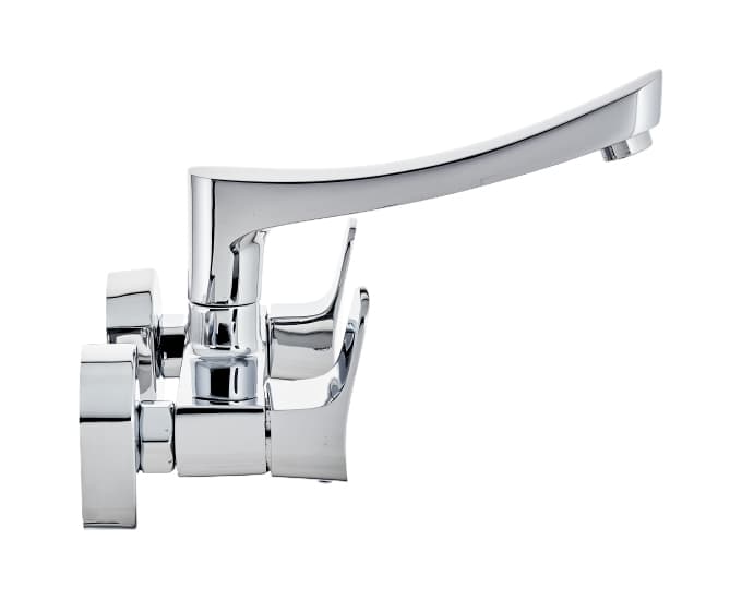 Perla Kitchen Mixer (Hot & Cold Water) With 200 mm (8") Long Swivel Spout and Wall Flanges | Chrome Finish — image 3