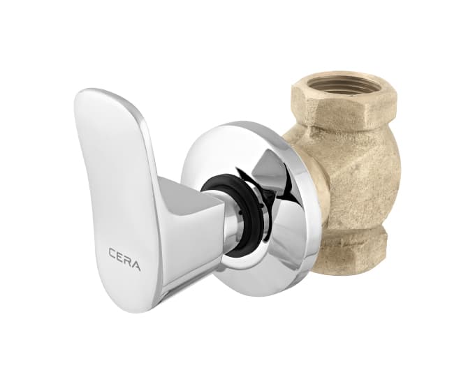 Perla Flush Cock | Chrome Finish | Exposed Part (Lever, Cartridge Sleeve, Flange) (Compatible With Concealed Part F4060102 sold separately) — image 2