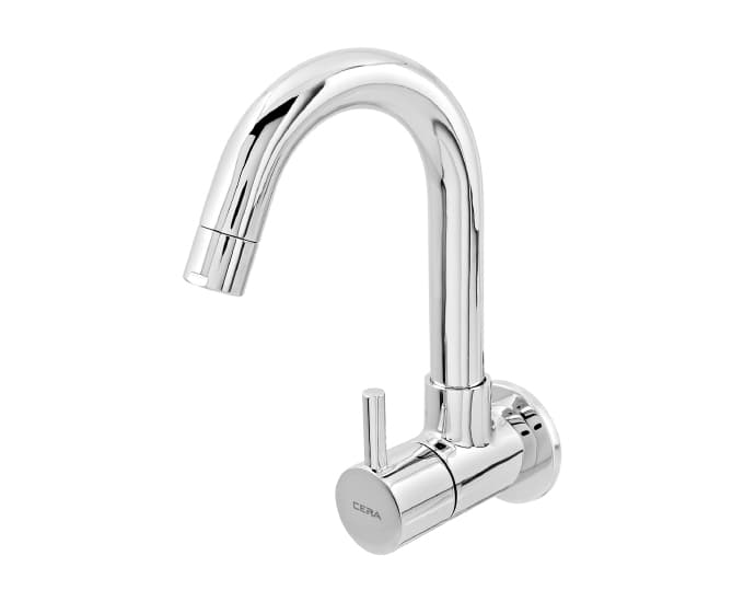 Fountain Kitchen Faucet (Cold Water Only) With 150 mm (6") Long Swivel Spout and Wall Flange | Chrome Finish | For Kitchen Use — image 3