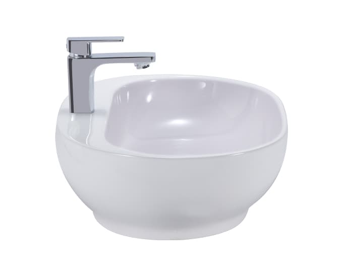Café Table Top Wash Basin | With Tap Hole Provision | Finish: Snow White | Size: 600 x 400 x 160 mm — image 3