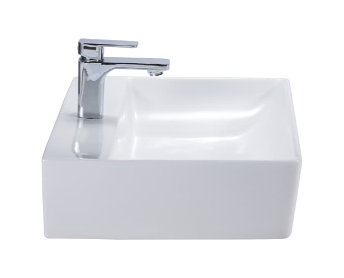 Calburt Table Top Wash Basin | With Tap Hole Provision | Finish: Snow White | Size: 550 x 400 x 140 mm — image 3