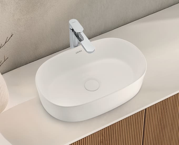 Carly Table Top Wash Basin | Without Tap Hole Provision | Finish: Snow White | Size: 485 x 310 x 135 mm — image 2