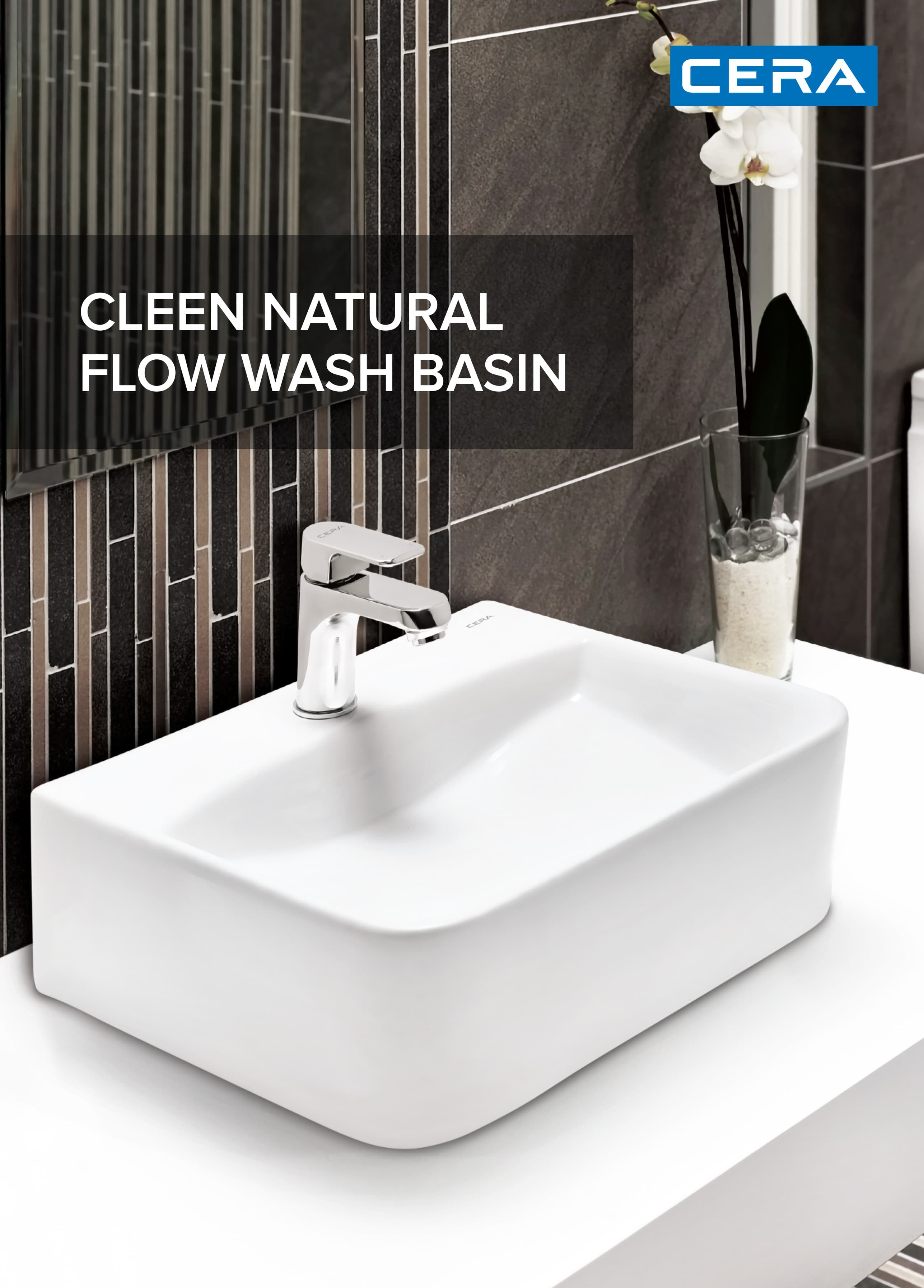Cleen Table Top Wash Basin | With Tap Hole Provision | Finish: Snow White | Size: 450 x 400 x 160 mm — image 2