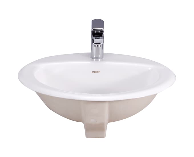 Clair Counter Wash Basin | With Tap Hole Provision | Finish: Snow White | Size: 520 x 450 x 200 mm — image 2