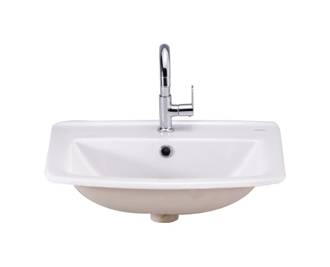 Concord Counter Wash Basin | With Tap Hole Provision | Finish: Snow White | Size: 550 x 425 x 180 mm — image 2
