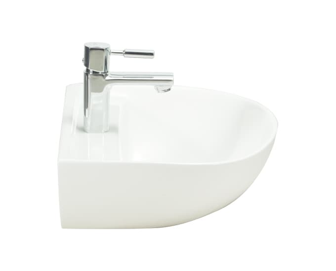 Chime Wall Hung Wash Basin | Finish: Snow White | Size: 460 x 360 x 180 mm | With Tap Hole Provision | For use With Half Pedestal (S2090128) — image 3