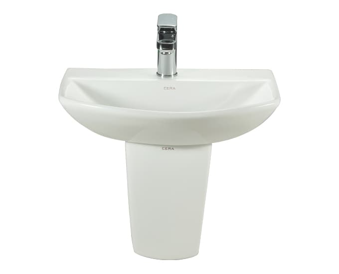 Canberra Wall Hung Wash Basin | Finish: Snow White | Size: 480 x 360 x 130 mm | With Tap Hole Provision | For use With Half Pedestal (S2090129) — image 2