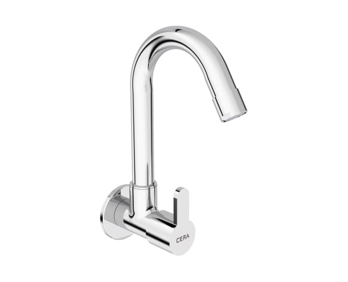 Victor Kitchen Faucet (Cold Water Only) With Long Swivel Spout and Wall Flange | Chrome Finish | For Kitchen use