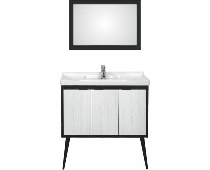Neoera Wall Mounted Vanity Cabinet 780 x 460 x 480 mm | Space Grey Finish | HDHMR Material | With LED Light | Wash Basin 810mm x 370mm (S2030915) Included | Mirror With Frame 700mm x 500mm (S3510931) Included | Tap Not Included — image 1