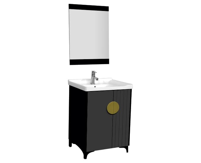 Armario Floor Mounted Vanity Cabinet 585 x 460 x 680 mm | Beige Finish | HDHMR Material | Wash Basin 610mm x 470mm (S2030916) Included | Mirror With Frame 500mm x 700mm (B3510937) Included | Without Tap